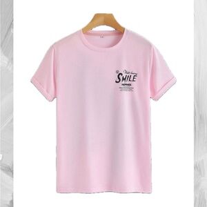 Baby Pink Manfinity EMRG Men Slogan Graphic Tee